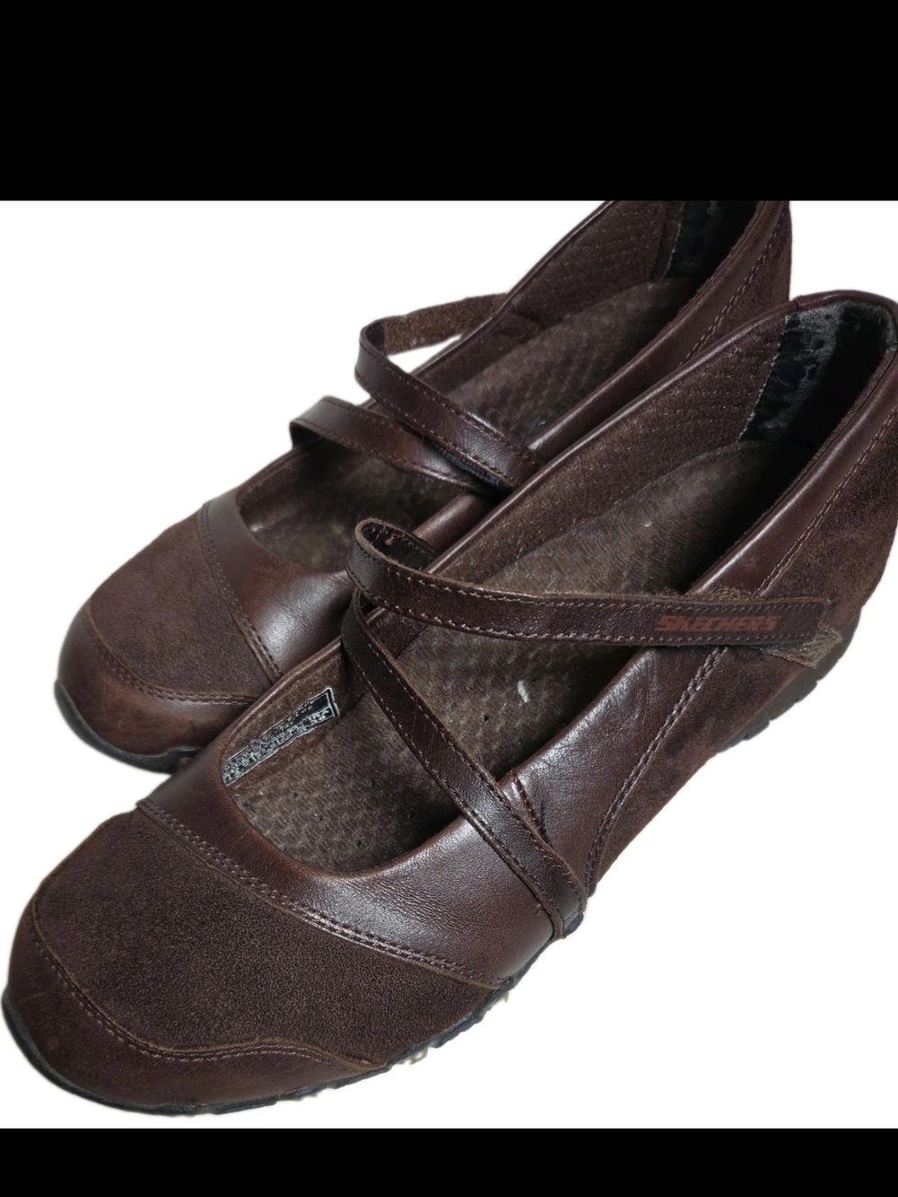 Skechers Bikers Get Up Mary Jane Brown Leather Suede Flat Y2K Shoes Women 7.5[8F